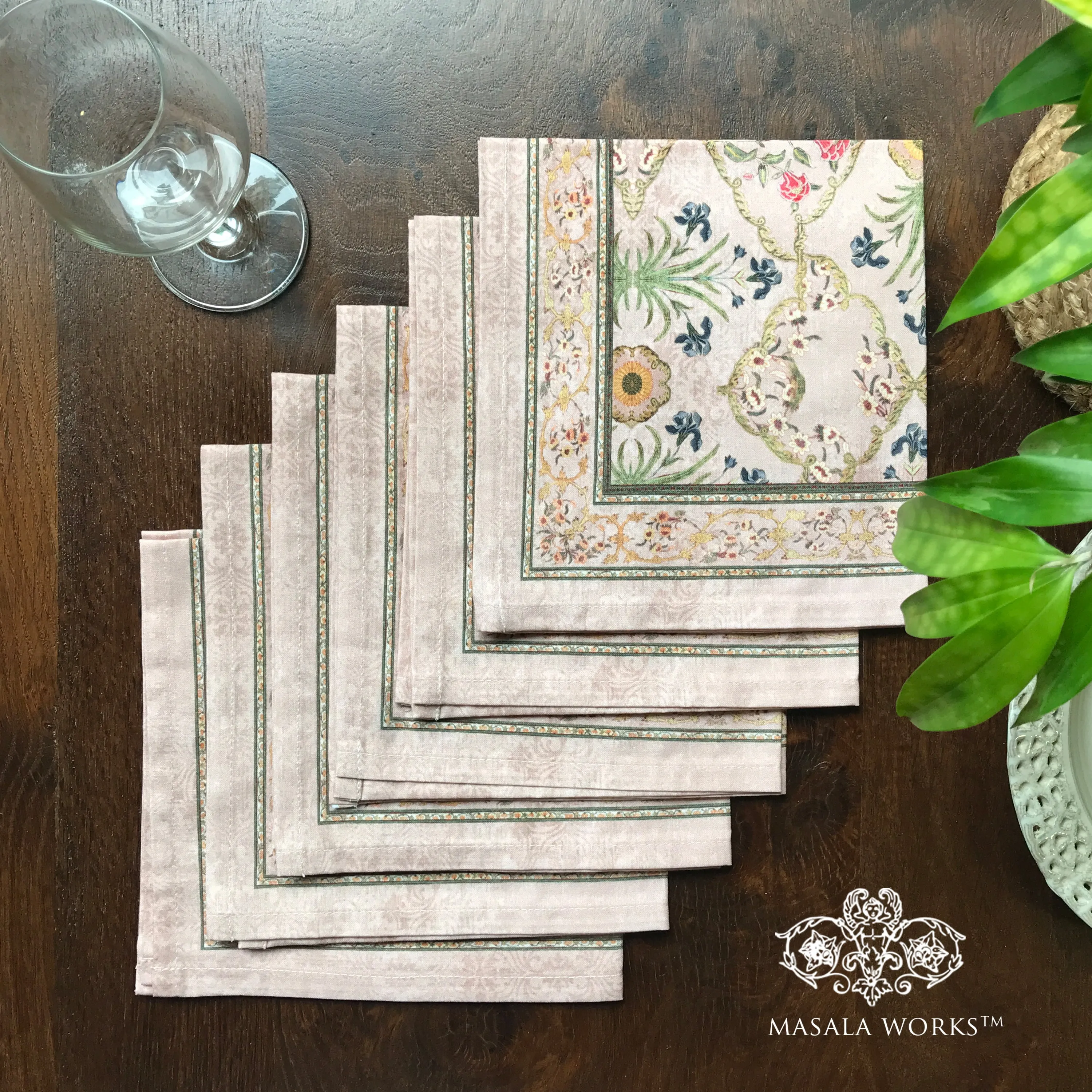 Blush Floral Set Of 6 Table Napkins