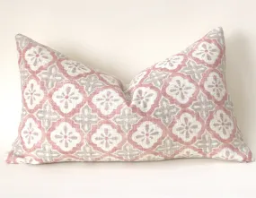 Blush Geometric Pillow / Blush Grey 12x21 / 12x21 Cushion Cover / 12x21 Pink Pillow Cover / Lumbar Pillow Cover 12x21 / Blush Linen 12x21