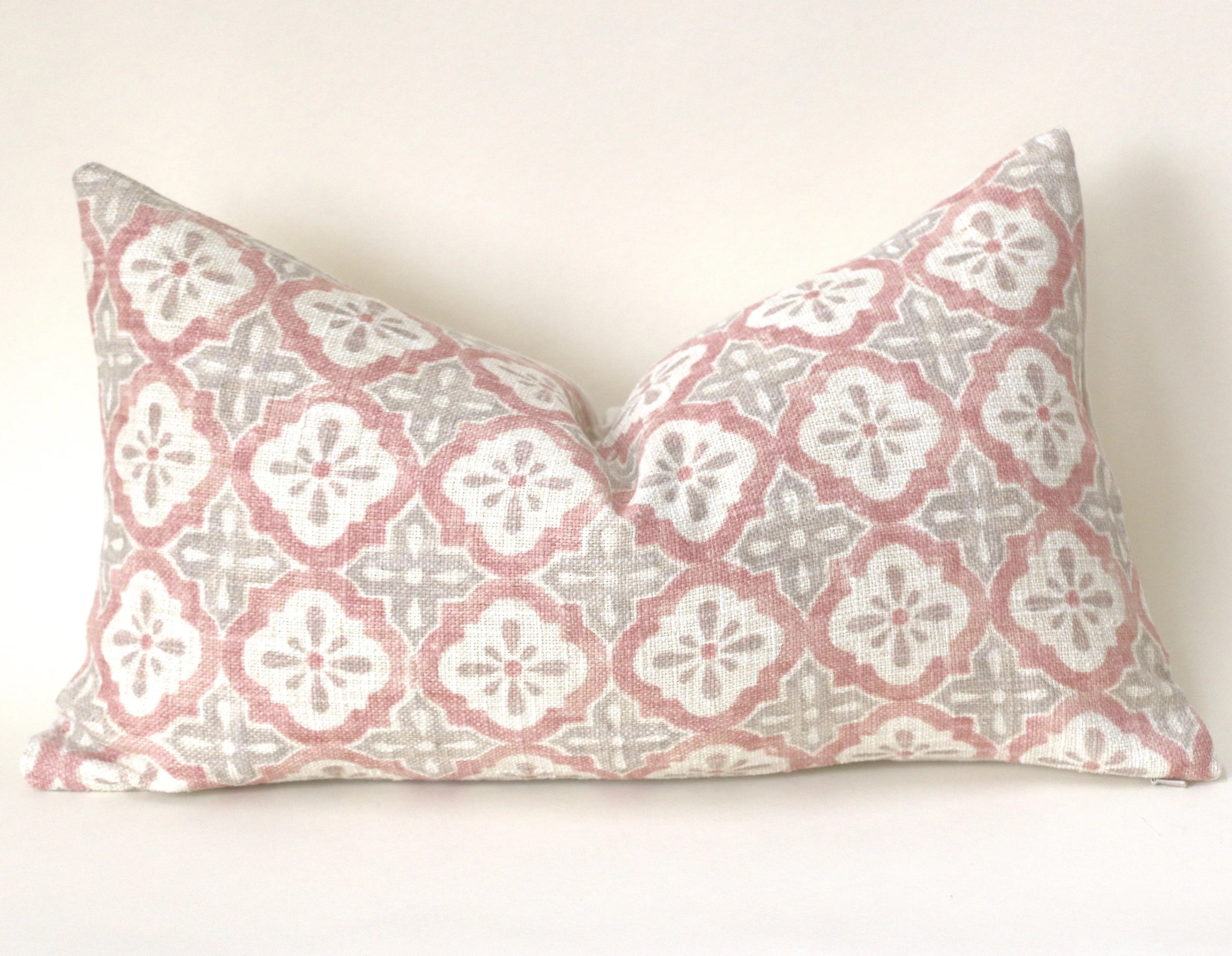 Blush Geometric Pillow / Blush Grey 12x21 / 12x21 Cushion Cover / 12x21 Pink Pillow Cover / Lumbar Pillow Cover 12x21 / Blush Linen 12x21