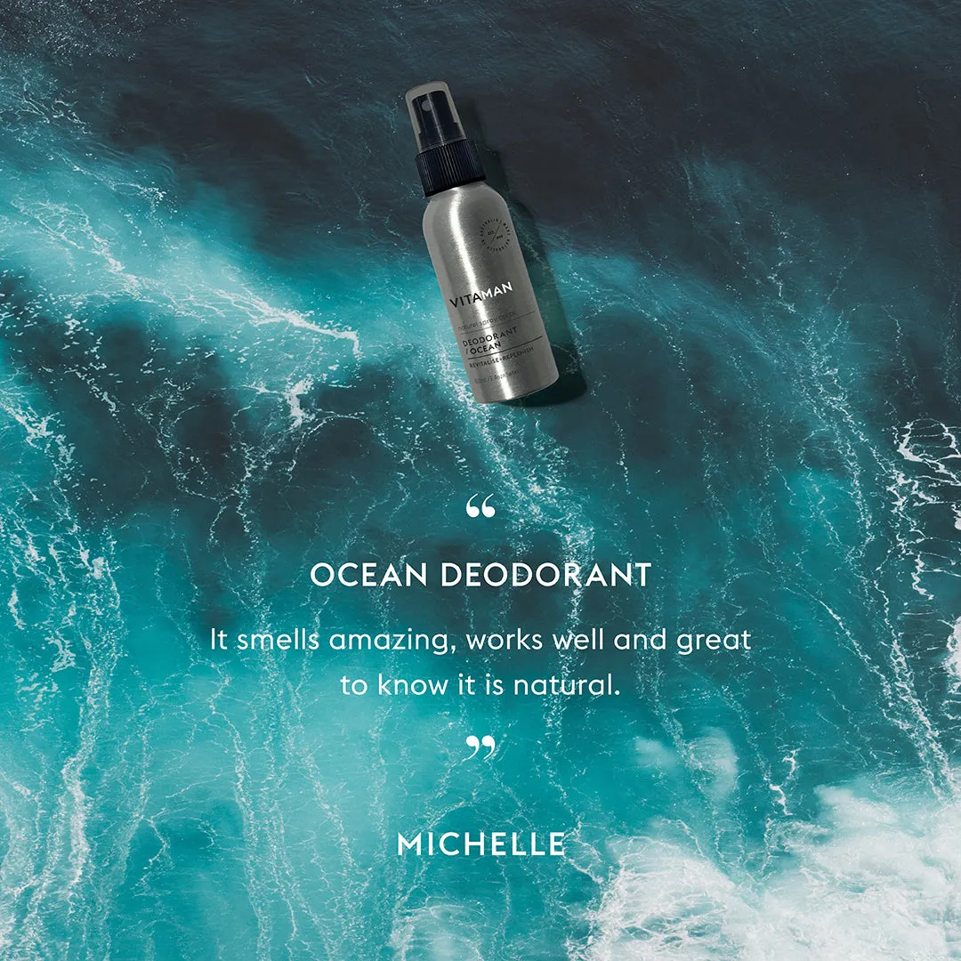 Body Spray - Ocean (Spearmint) Aluminum-Free, Long-Lasting (3.4 fl oz)