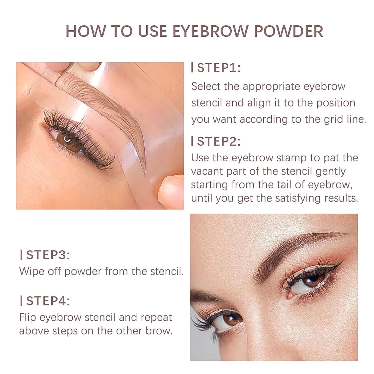 Eyebrow Stamp Stencil Kit Long-Lasting Waterproof with 10 PCS Brow Shape