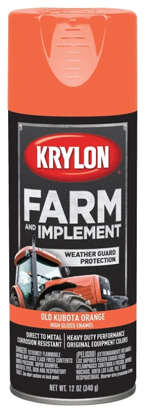 Krylon K01946000 Farm Equipment Spray, High-Gloss, Old Kubota Orange, 12 oz :CAN: QUANTITY: 6