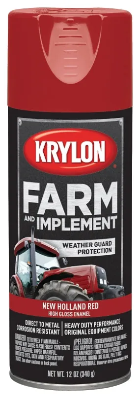 Krylon K01947000 Farm Equipment Spray, High-Gloss, New Holland Red, 12 oz :CAN: QUANTITY: 6
