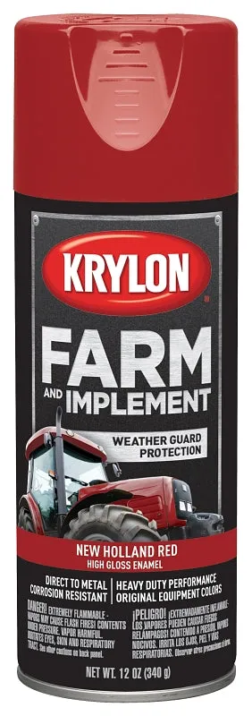 Krylon K01947000 Farm Equipment Spray, High-Gloss, New Holland Red, 12 oz :CAN: QUANTITY: 6