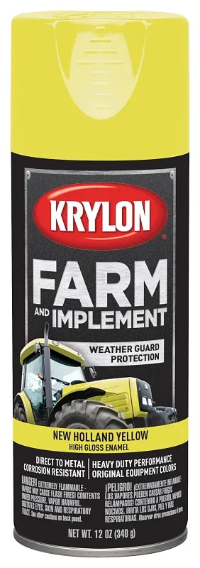 Krylon K01949000 Farm Equipment Spray, High-Gloss, New Holland Yellow, 12 oz :CAN: QUANTITY: 6
