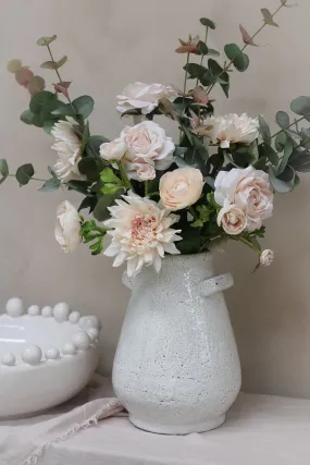 Luxury Real Touch Faux Blush Dahlia & Eucalyptus Arrangement