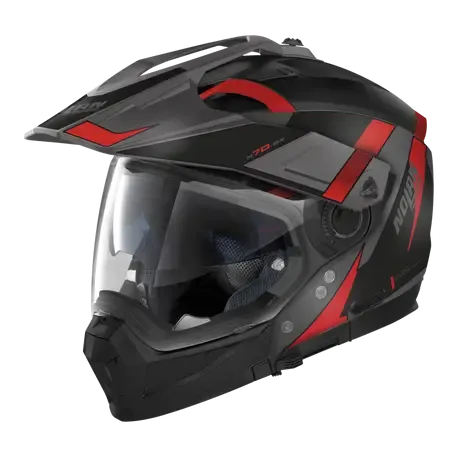 Nolan N70-2 Adventure Skyfall Flat Lava Grey Red Motorcycle Helmet