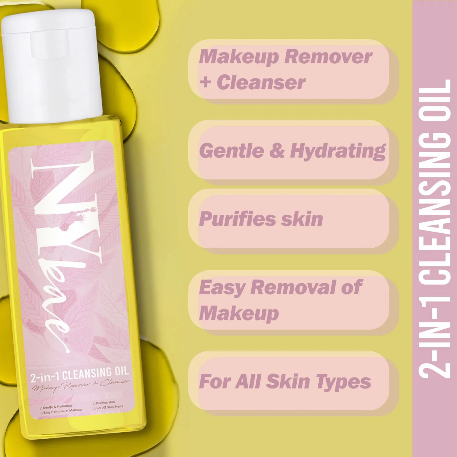 NY Bae 2in1 Cleansing Oil - Makeup Remover   Cleanser | Skin Purifying | Hydrating | For All Skin Types (45 ml)
