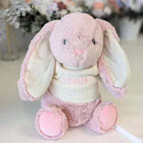 Personalised Large Pink Bunny Cuddly Toy - Dewey Bunny / Rabbit  Soft (32cm)