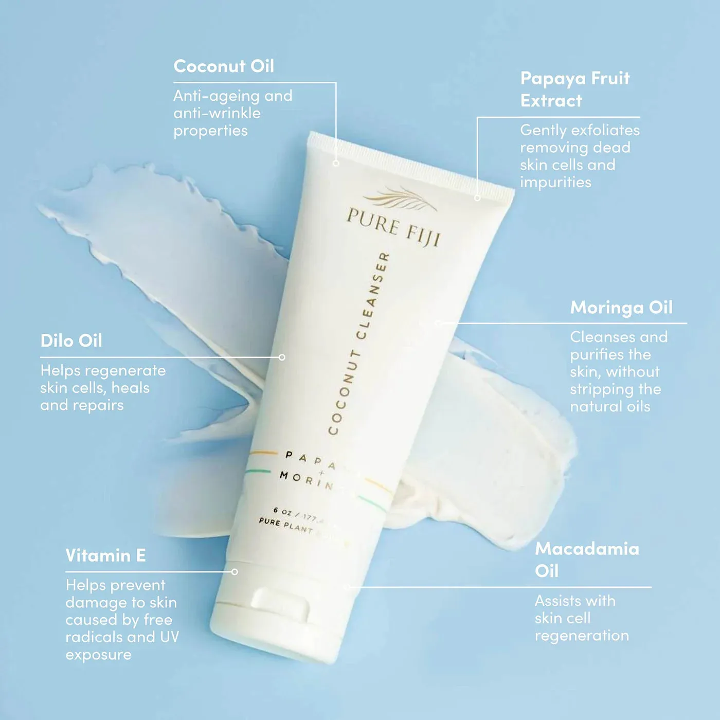 Pure Fiji Coconut Cleanser with Papaya & Moringa 175ml 6oz