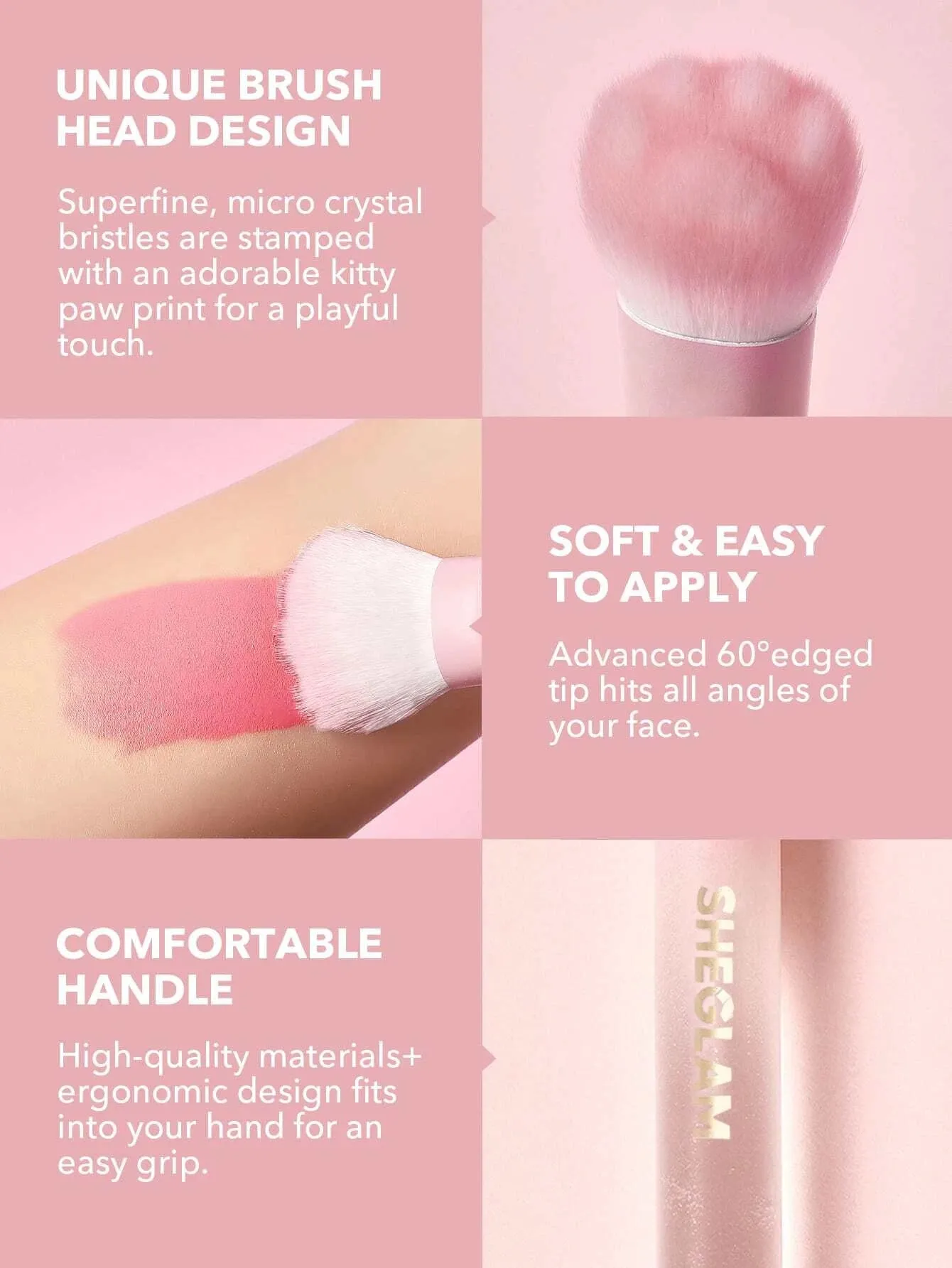SHEGLAM Color Bloom Liquid Blush Brush Synthetic Kitty Paw Design Blush Brush Professional Soft Makeup Brush Liquid Blending Makeup Tool Black Friday Winter Gifts Face Brush